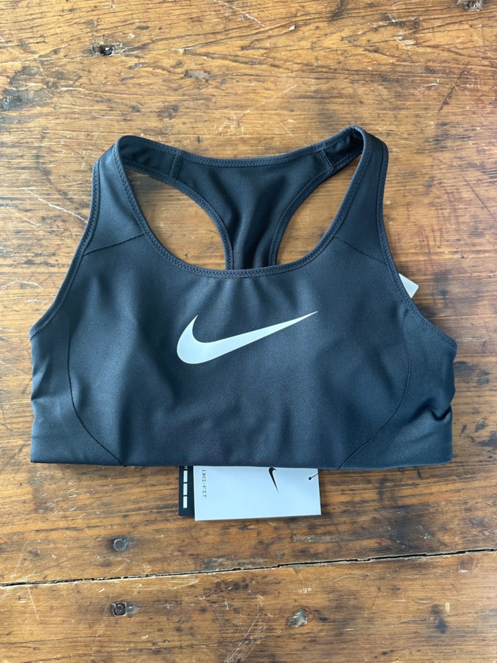 Nike Black Training Sports Bra with White Swoosh - Racerback Support